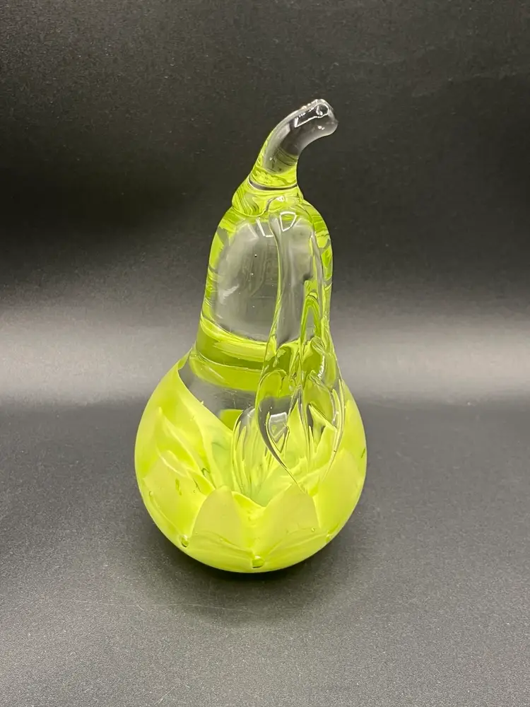 Joe St Clair Mint Green Art Glass Pear Paperweight 6” 🍐