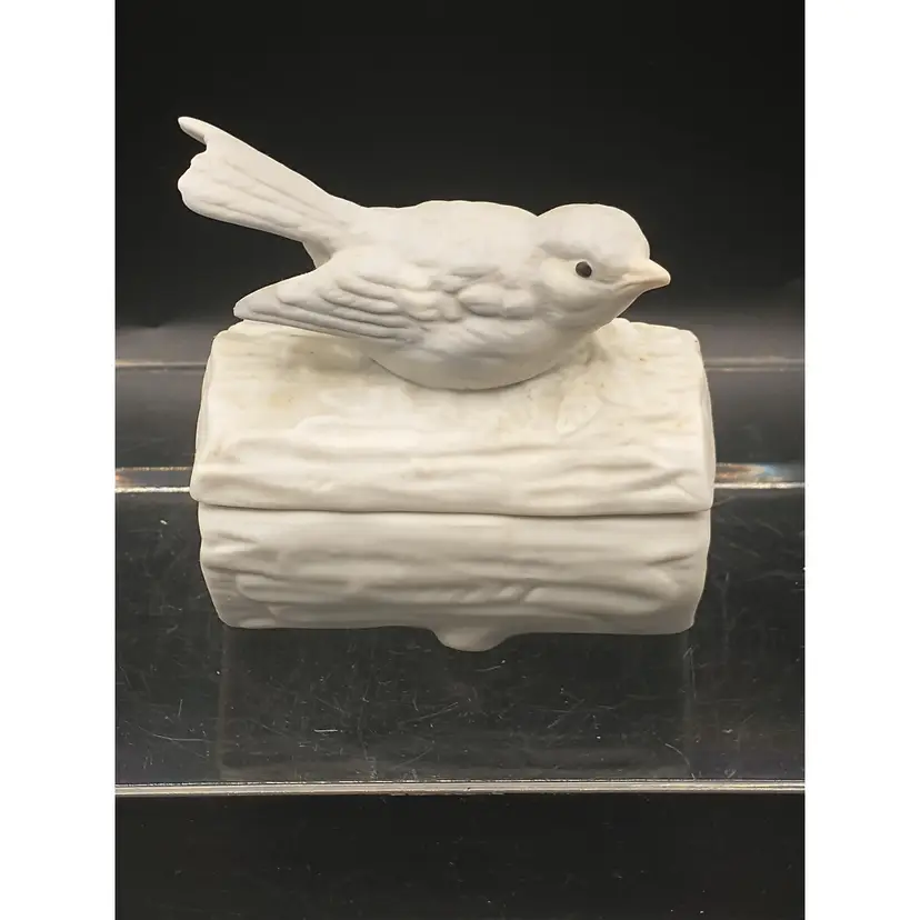Bird Trinket Box by Crowning Touch Collections Japan Ceramic Glazed Inside