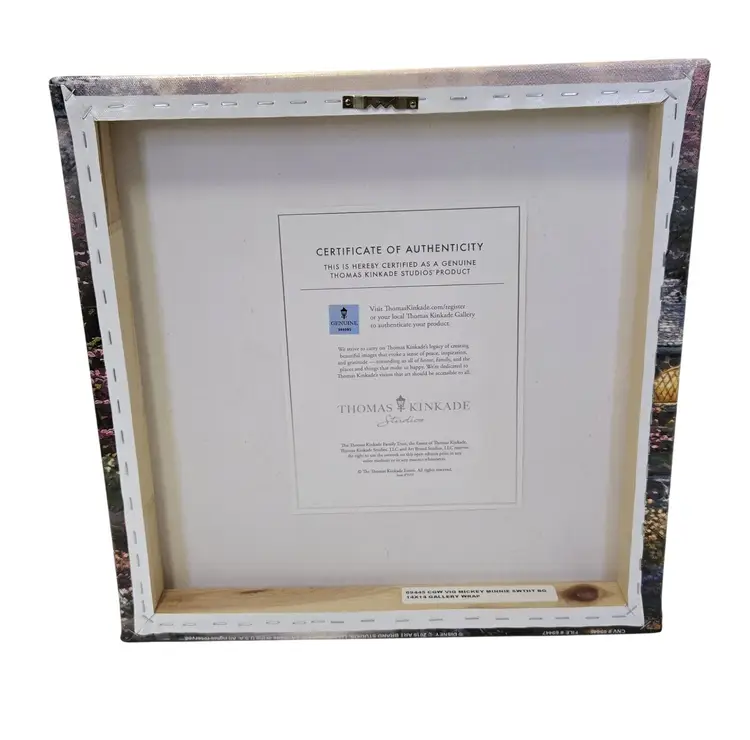 Thomas Kinkade Studios Mickey & Minnie Sweetheart Bridge 14 x 14 Canvas Wrap