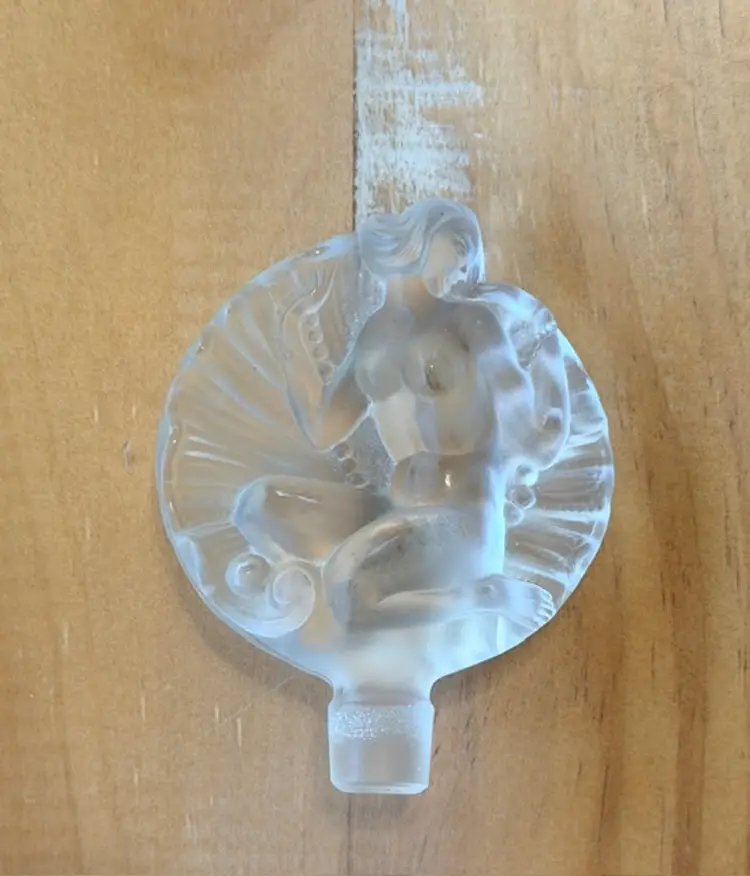 Female Nude Figure Perfume Stopper Frosted Glass Lalique Style