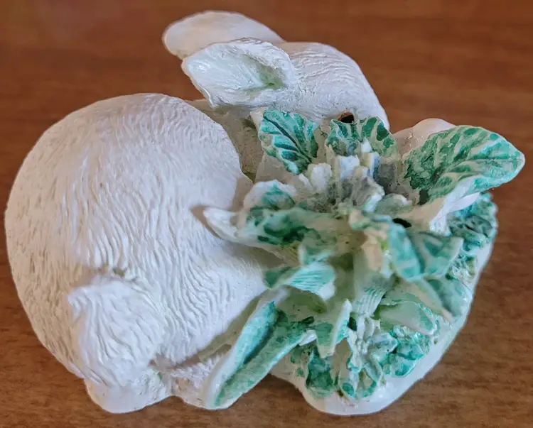 Vintage Bunny Hiding Under Cabbage with Frog c.1980s-90s