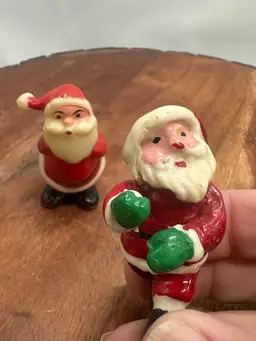 Vintage Mini SANTA Claus Small Cake Toppers Porcelain Figurines Christmas
