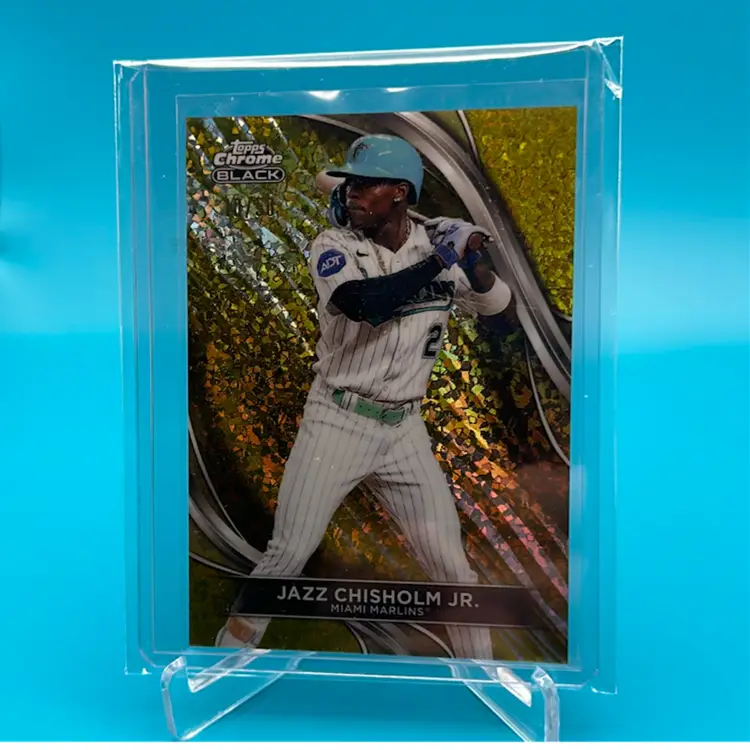 2023 Topps Chrome Black Jazz Chisholm Jr. Gold Mini Diamonds Refractor /50 Miami Marlins / New York Yankees