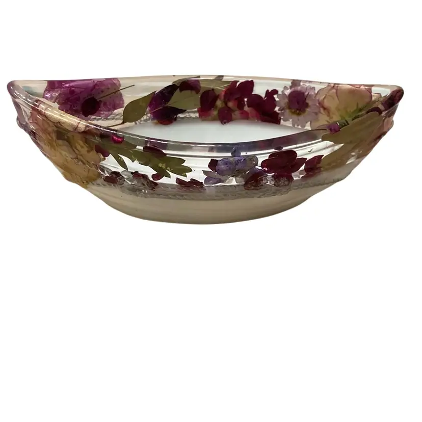 Handmade Floral Boat Planter/ Trinket Dish Or Soap Dish
