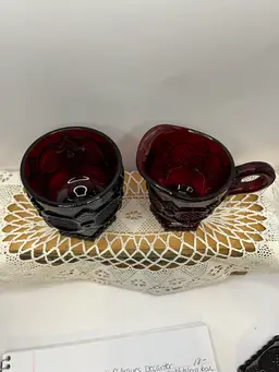 Avon Cape Cod Ruby Red Creamer / Sugar Set