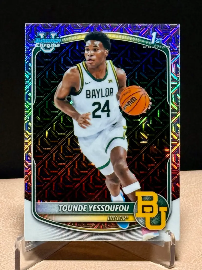 Tounde Yessoufou 2025-26 Bowman Chrome U #BCP-11 Mojo Refractor Baylor Bears