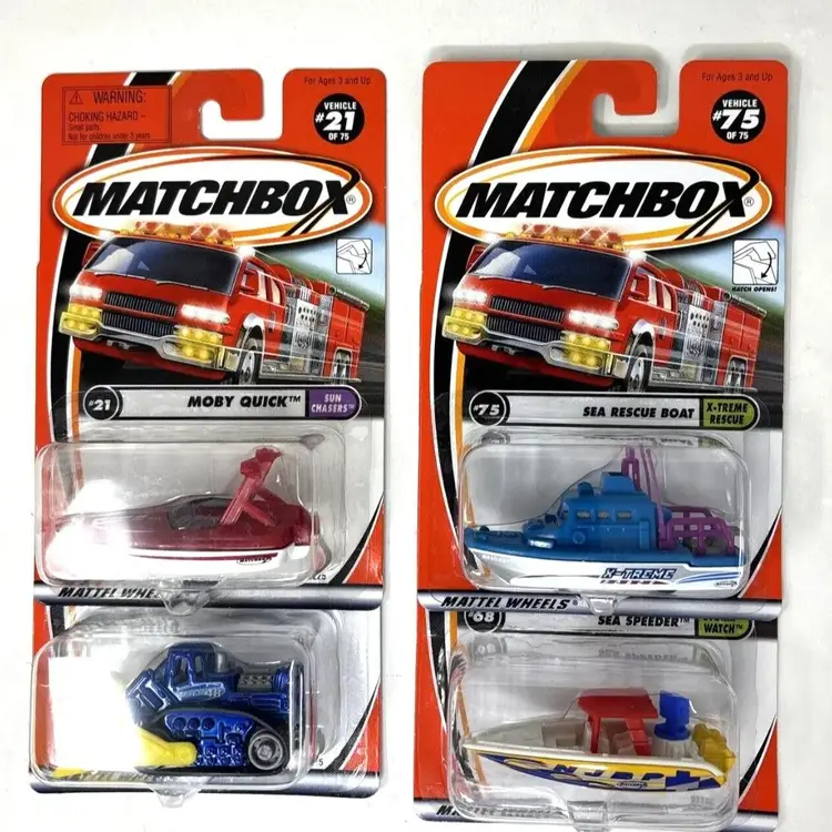 Matchbox Lot Of 4 Mattel Dozer Moby Quick Sea Speeder Sea Rescue Boat