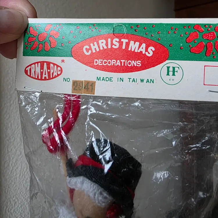 Vintage Trim A Pac Wooden Snow Man Decoration New Old Stock Made in Taiwan