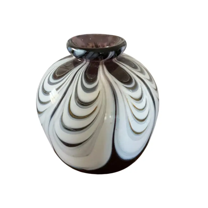 Vintage HB Art Glass Pulled Loop Bud Vase 4.5” x 4”