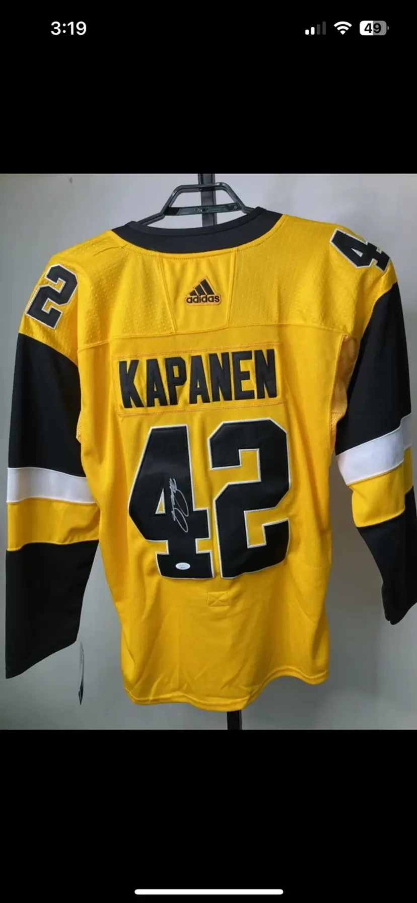 KASPERI KAPANEN Pittsburgh Penguins SIGNED Autographed JERSEY JSA Authentic COA