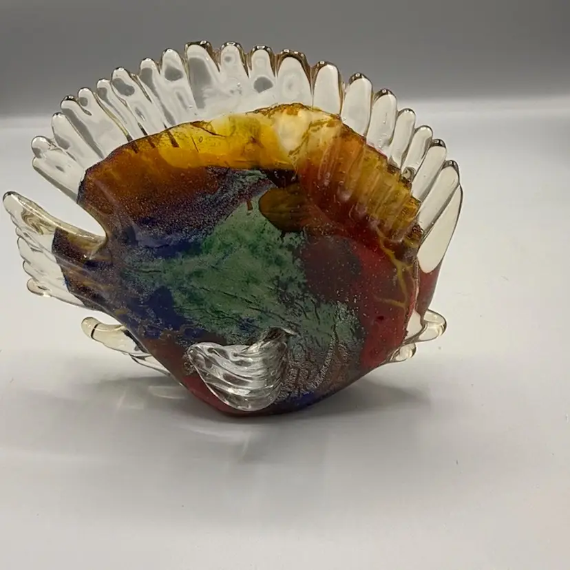 Art Glass Fish Paperweight 8”x7”