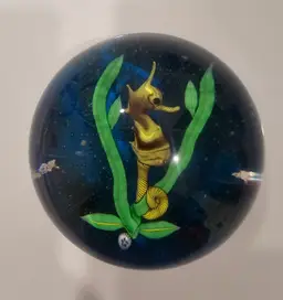 Rare Limited Edition Baccarat Crystal Seahorse Paperweight