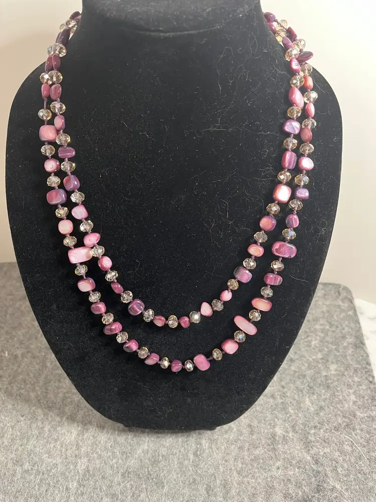 50 Inch Crystal And Shell Necklace