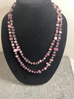 50 Inch Crystal And Shell Necklace