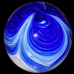 #37- Vintage Signed Art Glass Paperweight - Blues 2.5"
