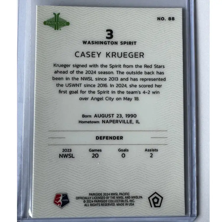 Casey Krueger 2024 Parkside Pacific 1/1 Gold Washington Spirit #88