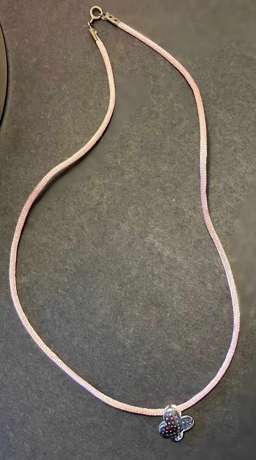 Child's Sterling Silver flower butterfly pendant and necklace