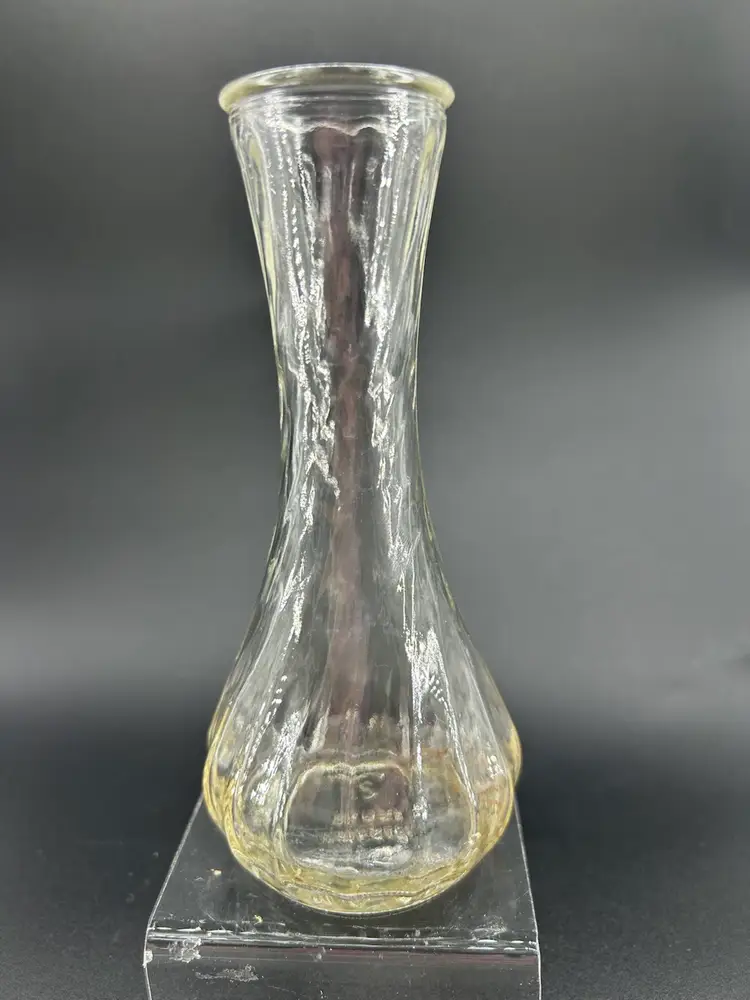 Vintage Hoosier Glass clear Swirl Bud Vase