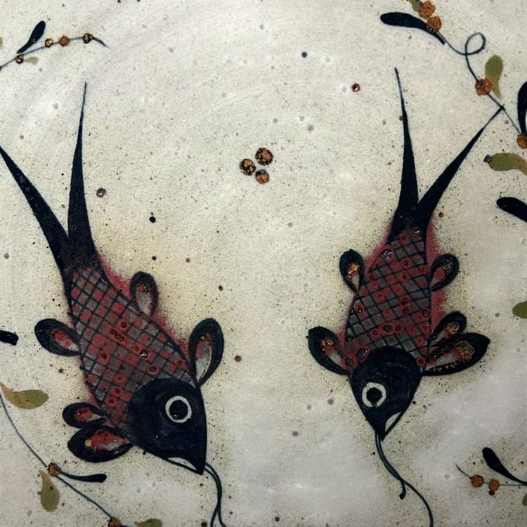 Tonala Hand Made & Hand Painted Two Fish Plate - Mexico