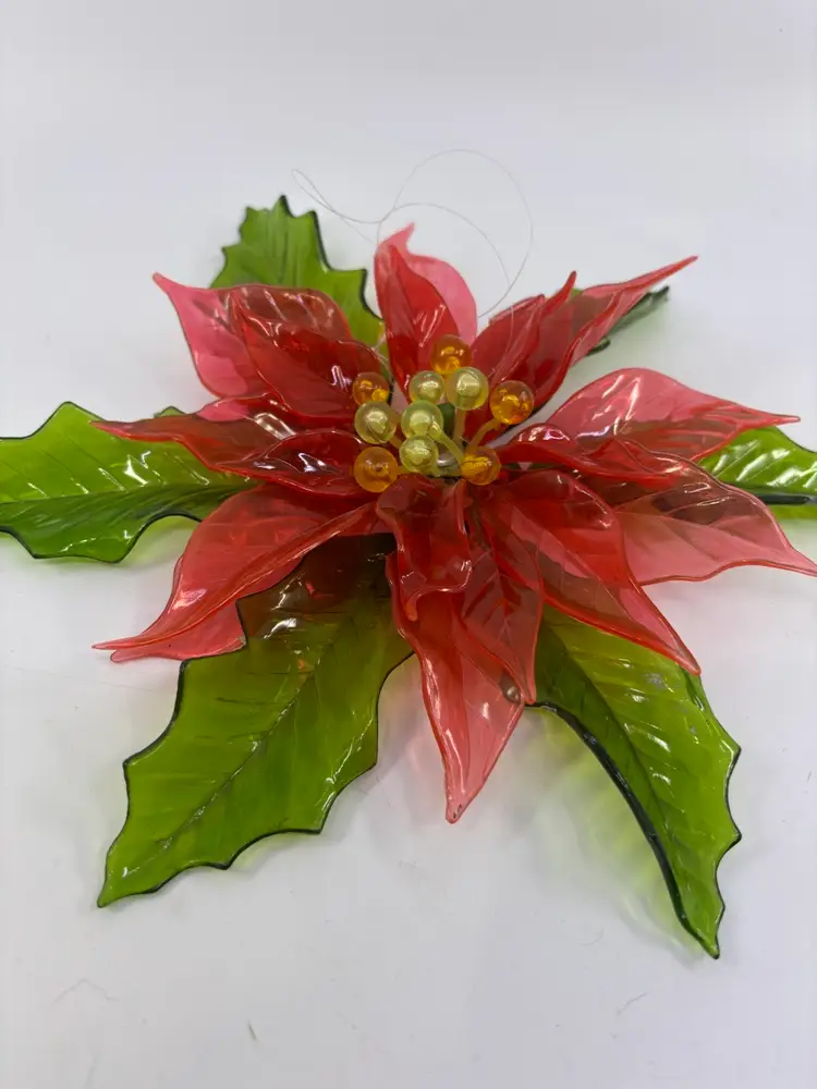 Vintage CK Industries 1968 Lucite Poinsettia Wall Hanging 10.5”
