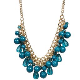 Blue Plastic Beads Necklace With Gold-Tone Adjustable 17” To 20” Chain. Paparazzi Brand?