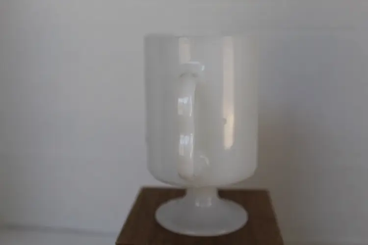 Vintage Milk Glass Mug Cup Pedestal Donald Duck Walt Disney Fire-King