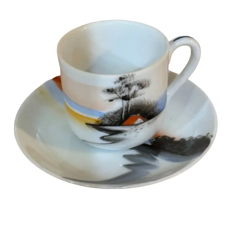 Hand Painted Made In Japan Tree And Water Scene