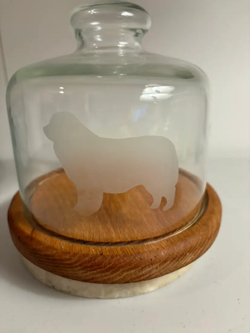 Cloche With A Dog Etched In The Glass