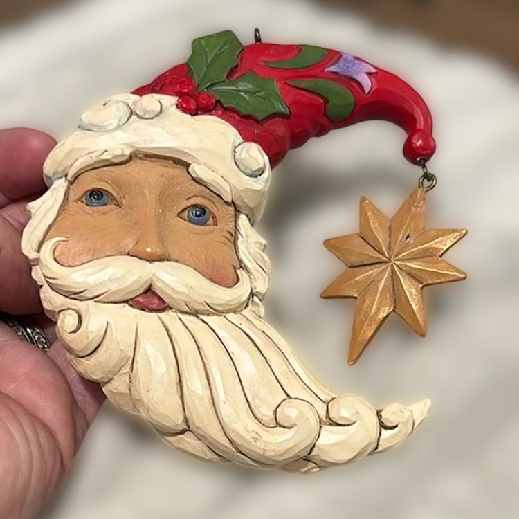 Jim Shore Santa Moon Ornament 4” Tall Cute