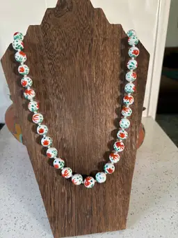 Fish And Crab Glass Beads 23” Necklace