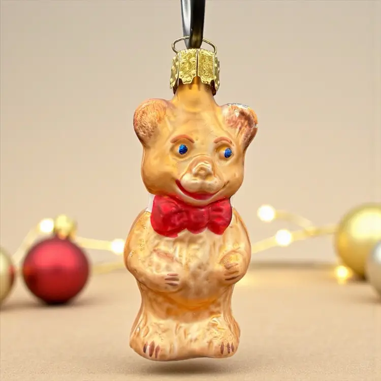 Chrisborn Hand Blown Painted Bear Vintage Christmas Ornament Germany As Is
