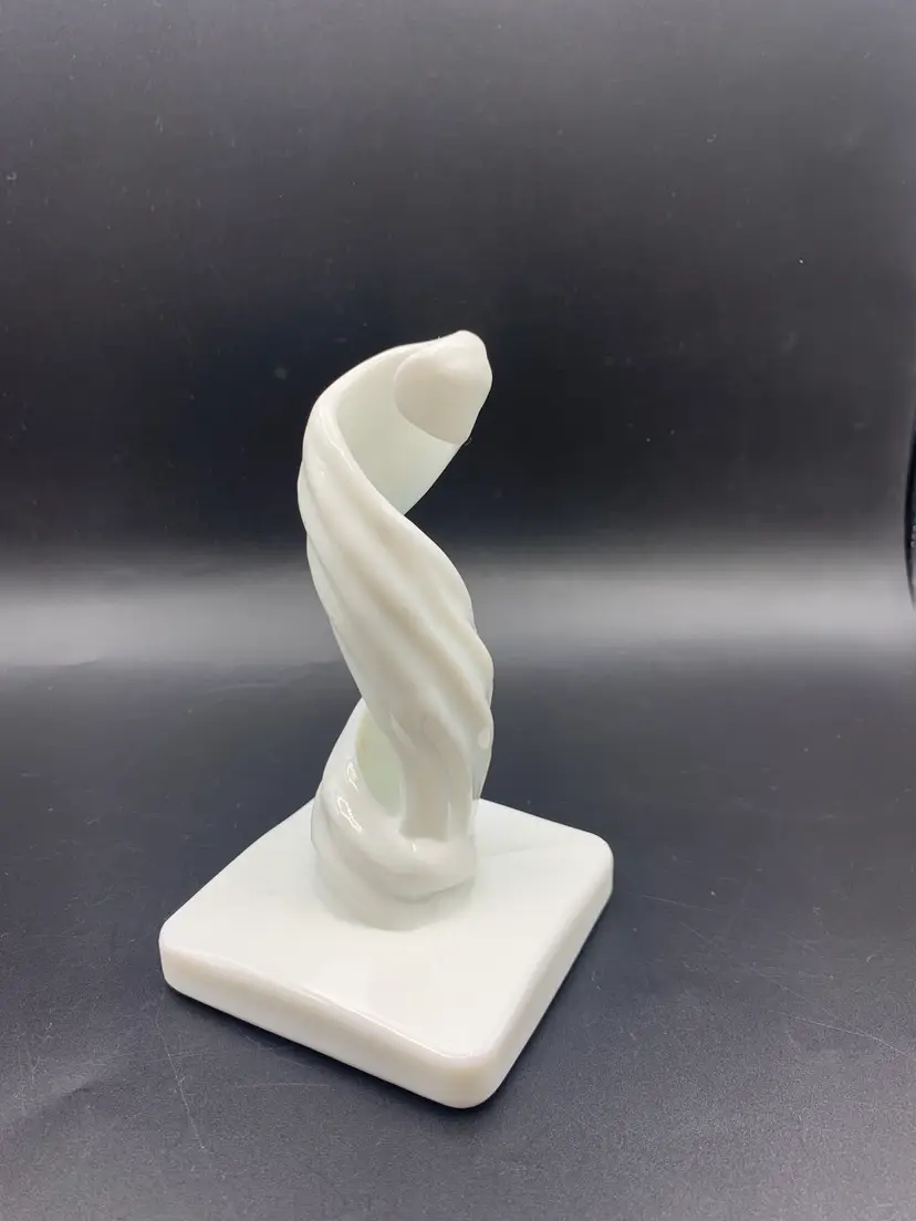 #15 - Twisted Candle Stick Holder White Milk Glass Westmoreland 1950s