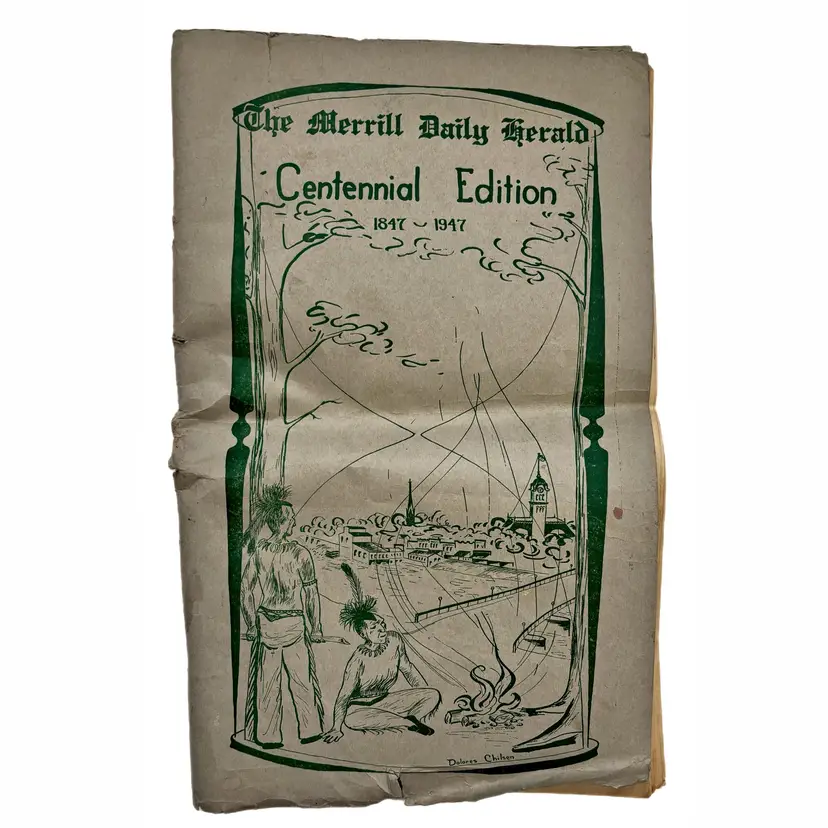 Merrill Daily Herald Centennial Edition 1847 1947 History Newspaper Ads Crafts Vintage