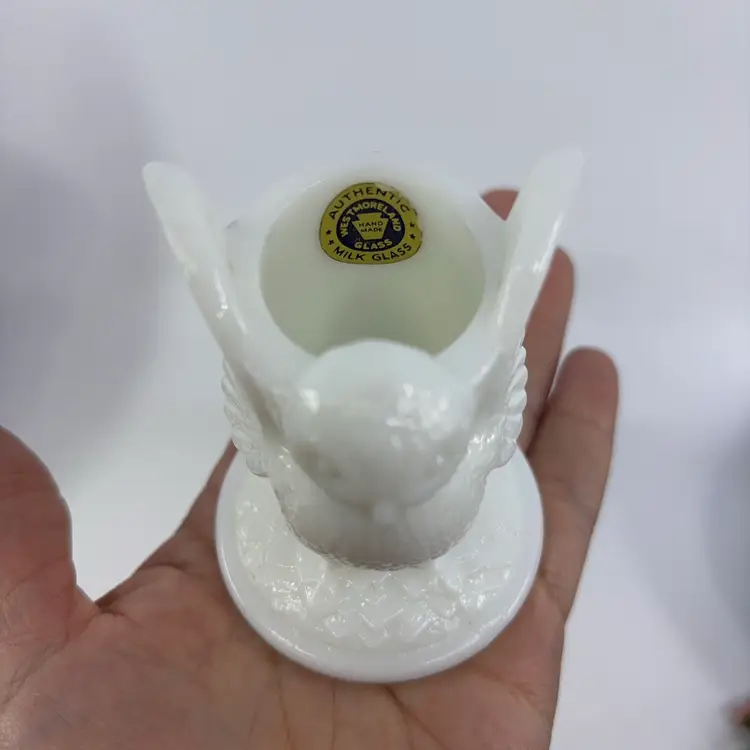 Westmoreland Milk Glass Owl Toothpick Holder Vintage Matchstick Holder 3” Glows