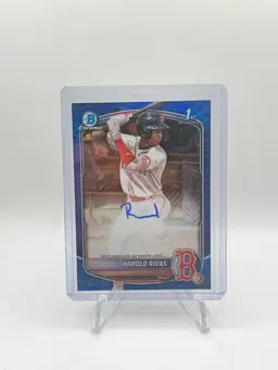 2025 Bowman 1st Chrome Harold Rivas Blue Reptillian Auto /150 Red Sox