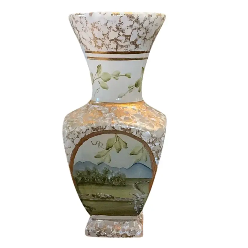 Fenton Opal 4-sided Vase HP By Diane Gessel (1972-91) Limited Edition #452/1500 8β X 3 1/2β