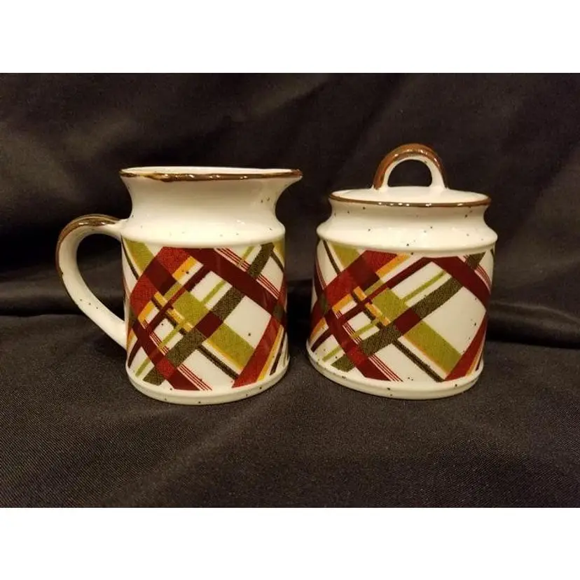 Vintage Cream and Sugar Set Suntrails Pattern by Enesco 1976