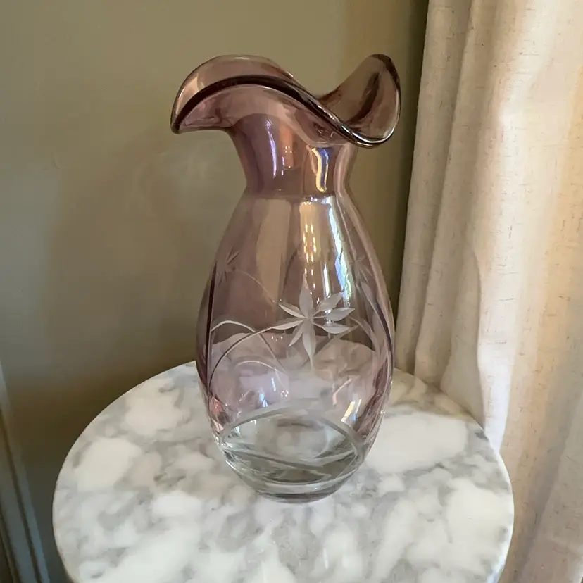 🔔 Lenox Amethyst Petite Floral Vintage Hand Cut Crystal Vase 8.75”