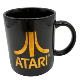 Atari Black Ceramic Coffee Mug Gold Logo 11 oz Retro Video Game