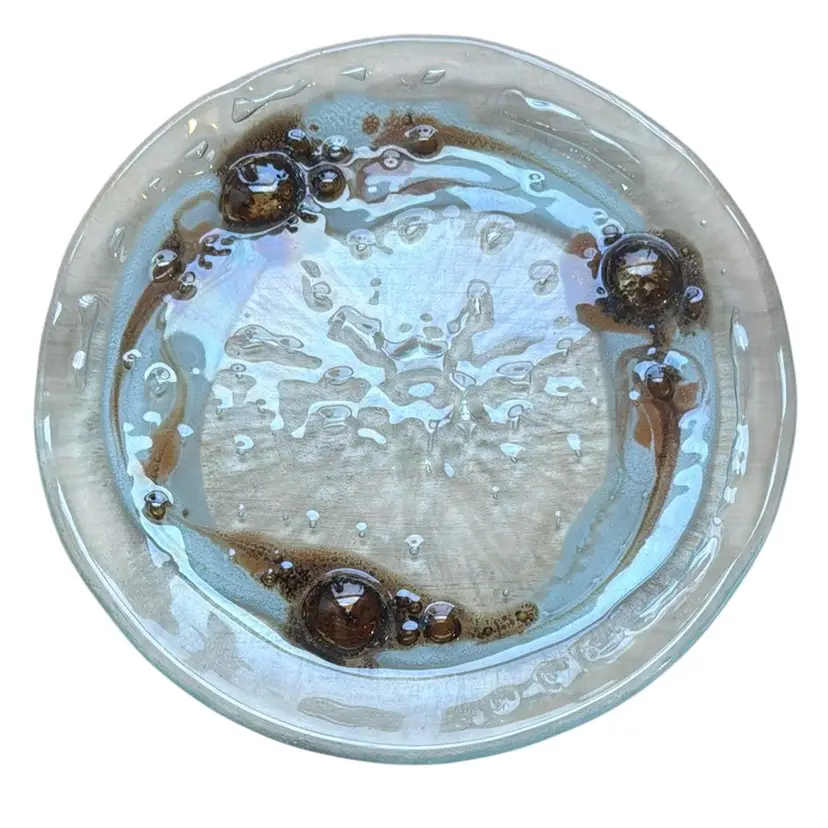 Mid Century Fused Bubble Glass Dish