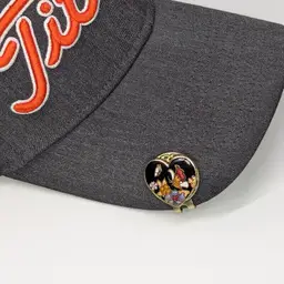 Vintage Cloisonné Butterfly Heart Shaped Golf Ball Marker with Magnetic Hat Clip
