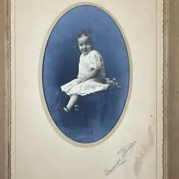 Antique Smiling Baby Girl Child Portrait Photo Lacey Dress Maryjane Shoes