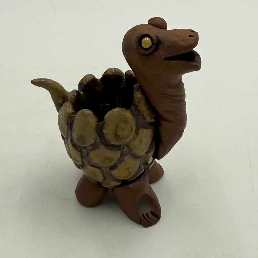 Handcrafted Art Pottery Turtle Small Planter Figurine Anthropomorphic Tortoise