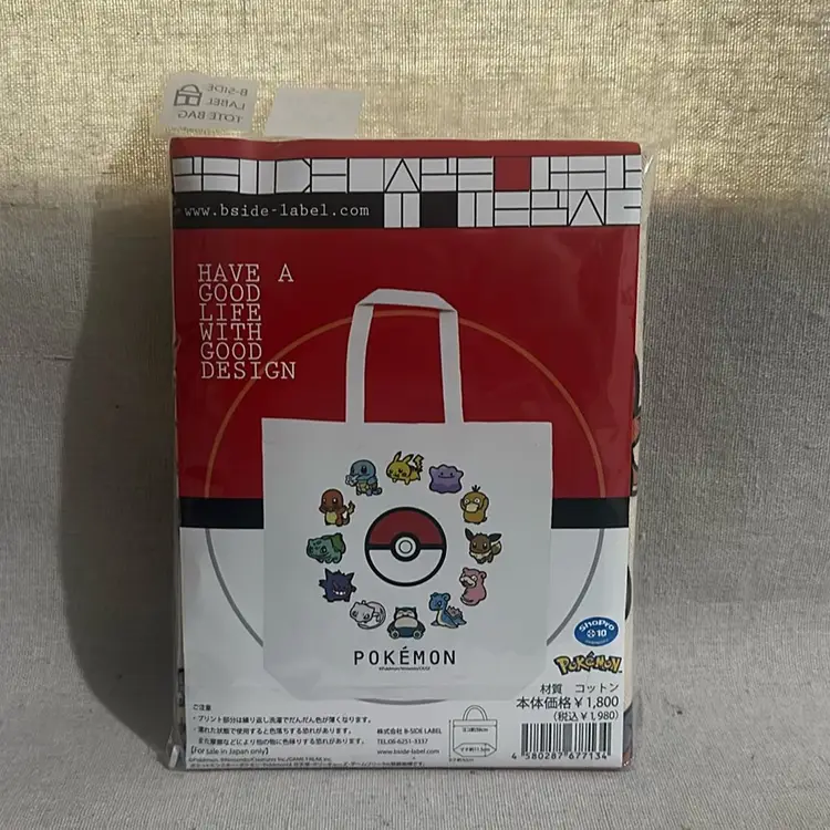 B Side Label Tote Bag Pokemon