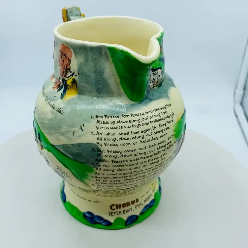 #1318 Crown Devon Fieldings Musical Widdicombe Fair Novelty Jug UK beautiful Sound Listen To Video