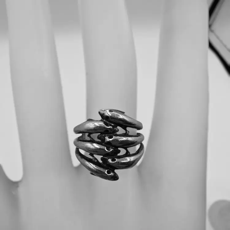 Vintage Sterling Silver Dolphin Wrap Ring