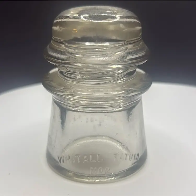 WHITALL TATUM 1930’s Electrical Insulator Antique Glass Clear Made in USA Vintage