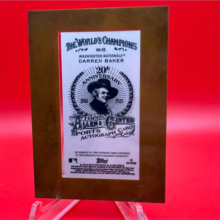Darren Baker 2025 Topps Allen & Ginter RC Mini Framed Auto Washington Nationals