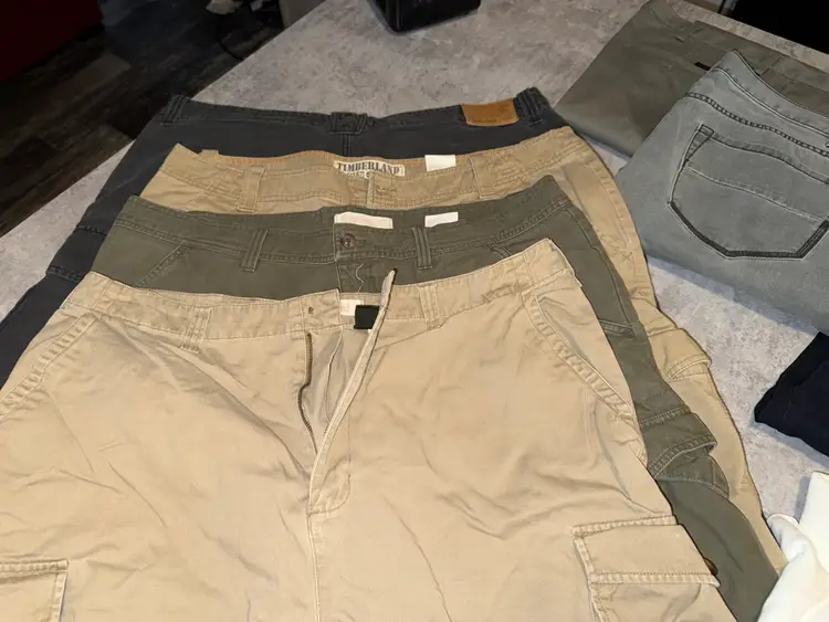 14 Piece Mixed Clothing Timberland, Timberland Perry Ellis Wrangler Rustler Structure Denim Swiss Haggar The Drop