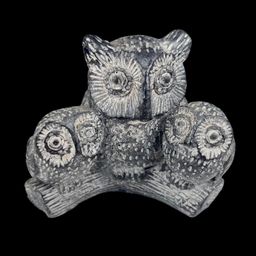Handmade In Canada The Wolf Sculptures Trio Of Owl On A Branch Sculpture, Carved Owls On Branch Figurine, A Wolf Original Owl Sculpture